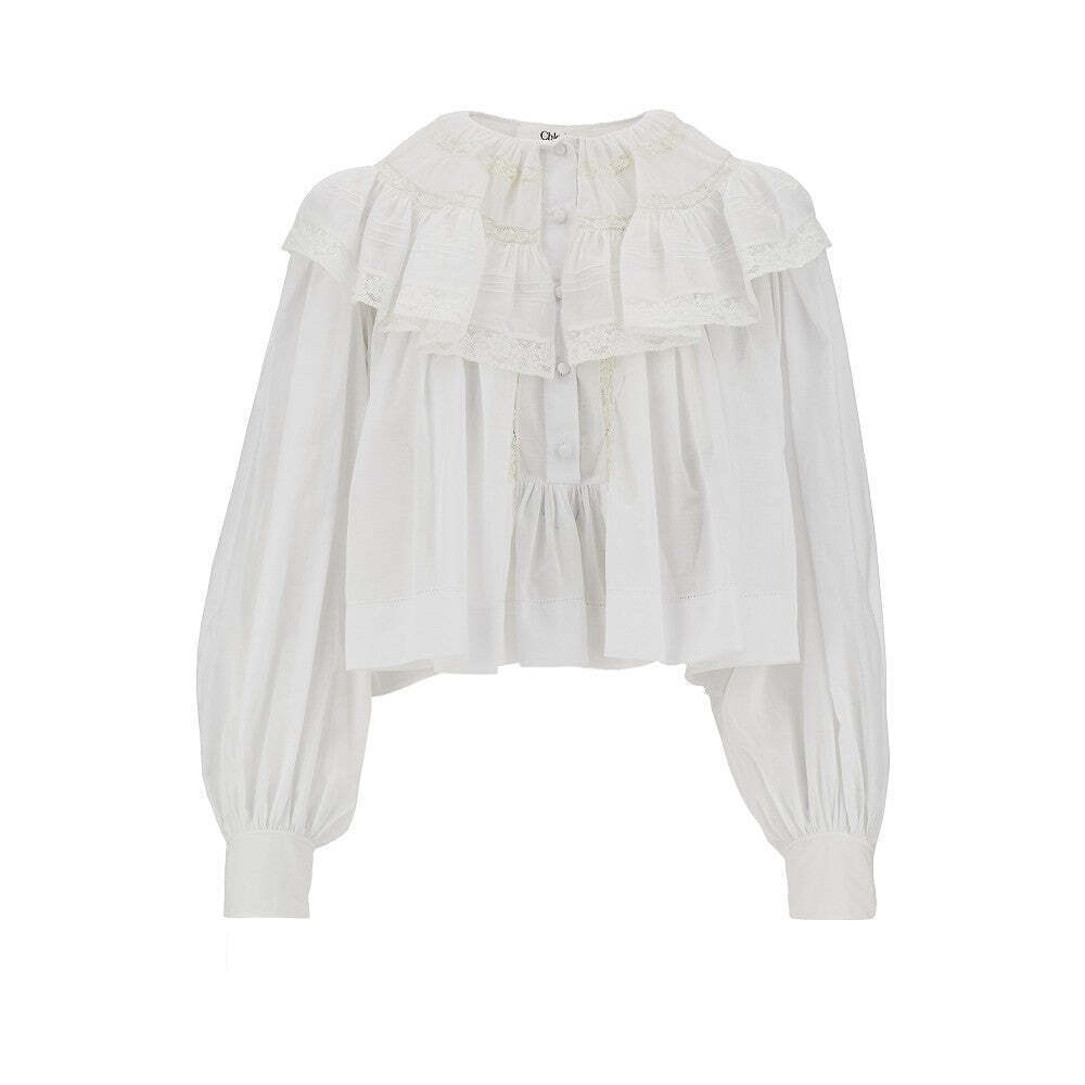 Chloe' Voile Ruffled Short Blouse